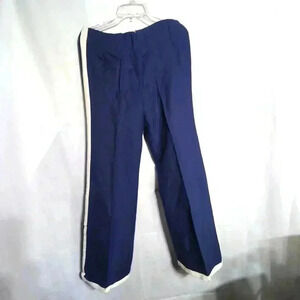 1970s Elli by Europe Craft Women's Woven Pants Blue w White stripe hem sz 9/10